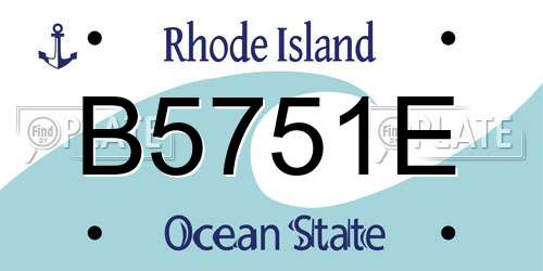 B5751E Rhode Island License Plate