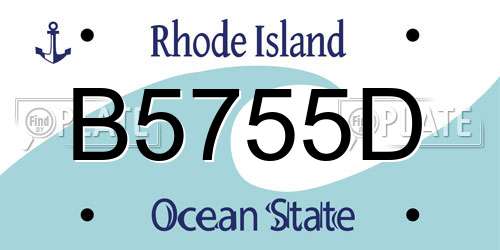 B5755D Rhode Island License Plate