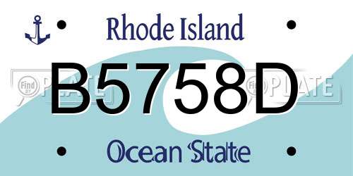 B5758D Rhode Island License Plate