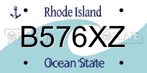 B576XZ Rhode Island License Plate