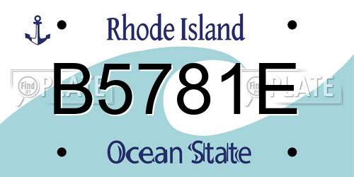 B5781E Rhode Island License Plate