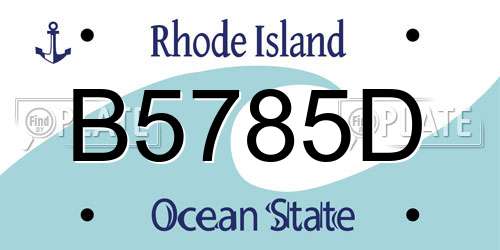 B5785D Rhode Island License Plate