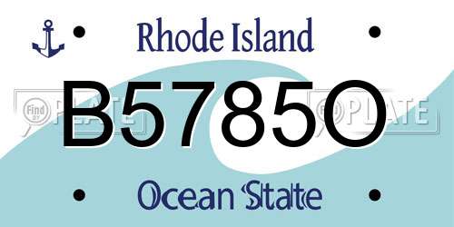 B5785O Rhode Island License Plate