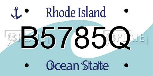 B5785Q Rhode Island License Plate