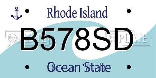 B578SD Rhode Island License Plate