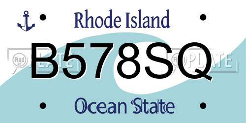 B578SQ Rhode Island License Plate