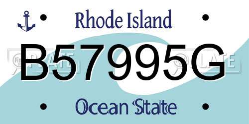 B57995G Rhode Island License Plate