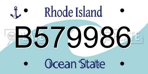 B579986 Rhode Island License Plate