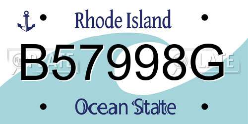 B57998G Rhode Island License Plate