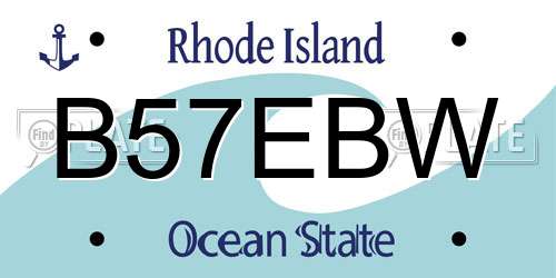 B57EBW Rhode Island License Plate