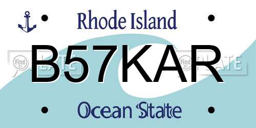B57KAR Rhode Island License Plate