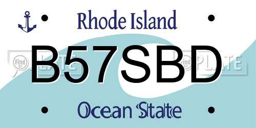 B57SBD Rhode Island License Plate