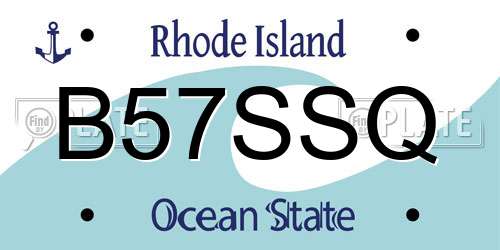 B57SSQ Rhode Island License Plate