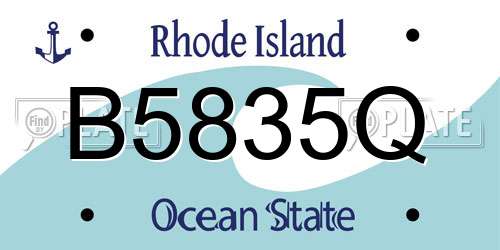 B5835Q Rhode Island License Plate