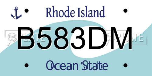 B583DM Rhode Island License Plate