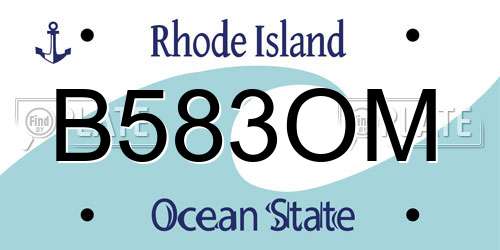 B583OM Rhode Island License Plate