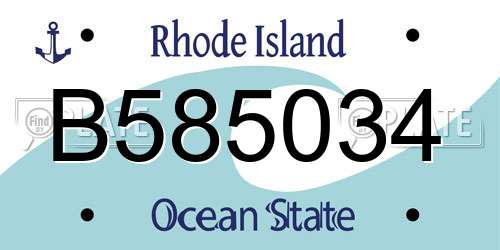 B585034 Rhode Island License Plate