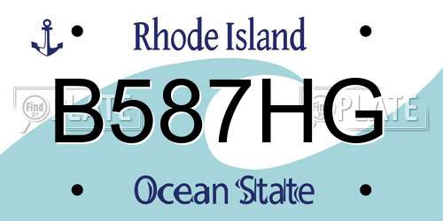 B587HG Rhode Island License Plate