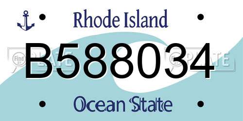 B588034 Rhode Island License Plate