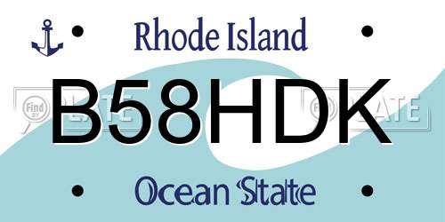 B58HDK Rhode Island License Plate