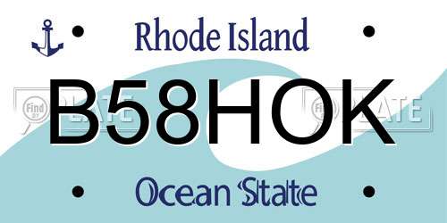 B58HOK Rhode Island License Plate