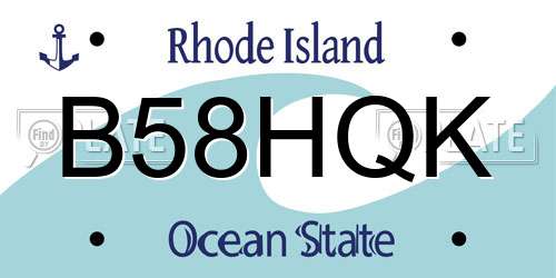 B58HQK Rhode Island License Plate