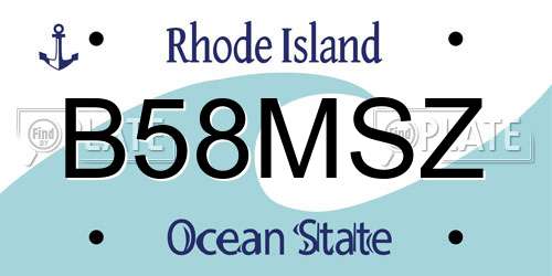 B58MSZ Rhode Island License Plate