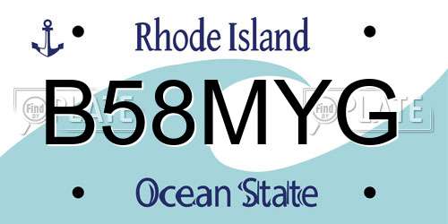 B58MYG Rhode Island License Plate