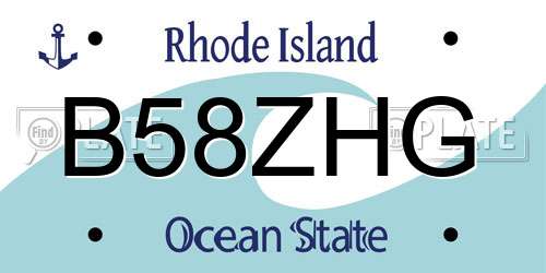 B58ZHG Rhode Island License Plate