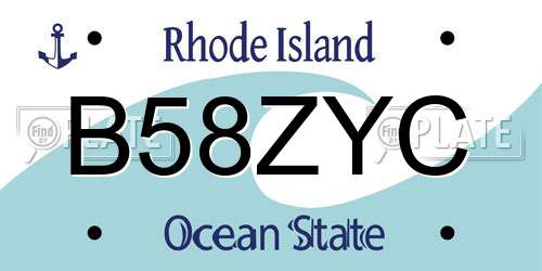 B58ZYC Rhode Island License Plate