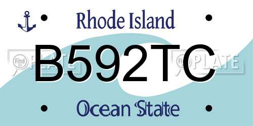 B592TC Rhode Island License Plate