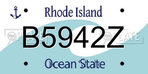 B5942Z Rhode Island License Plate