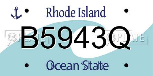 B5943Q Rhode Island License Plate
