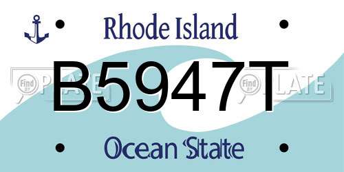 B5947T Rhode Island License Plate
