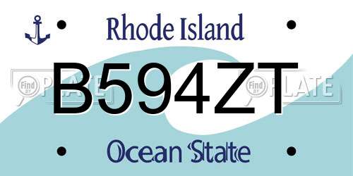 B594ZT Rhode Island License Plate