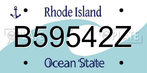 B59542Z Rhode Island License Plate