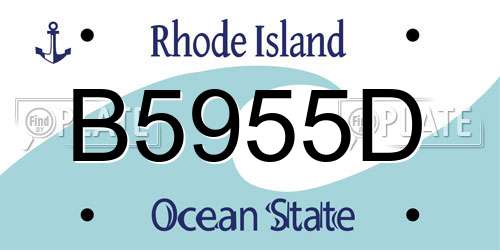 B5955D Rhode Island License Plate