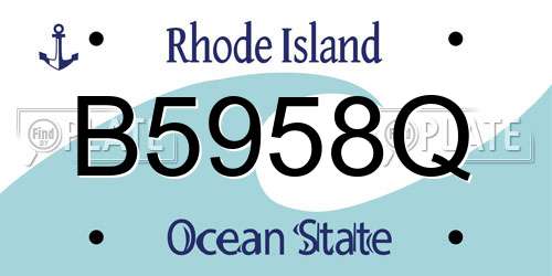 B5958Q Rhode Island License Plate