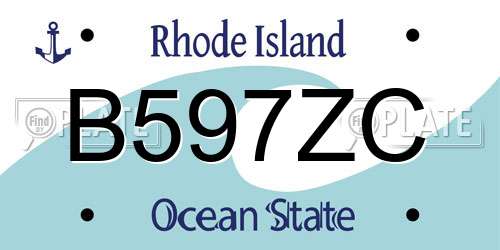 B597ZC Rhode Island License Plate