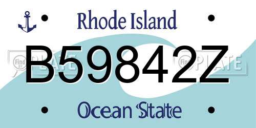 B59842Z Rhode Island License Plate