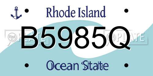 B5985Q Rhode Island License Plate