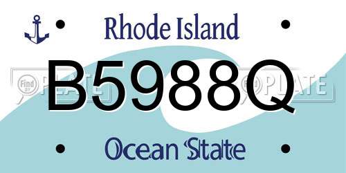 B5988Q Rhode Island License Plate