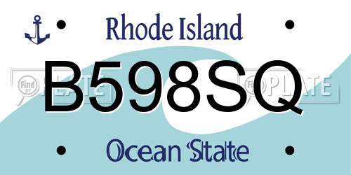 B598SQ Rhode Island License Plate