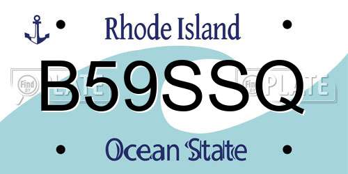 B59SSQ Rhode Island License Plate