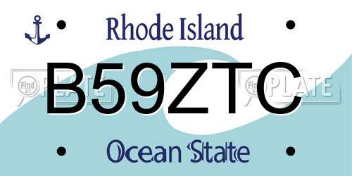 B59ZTC Rhode Island License Plate