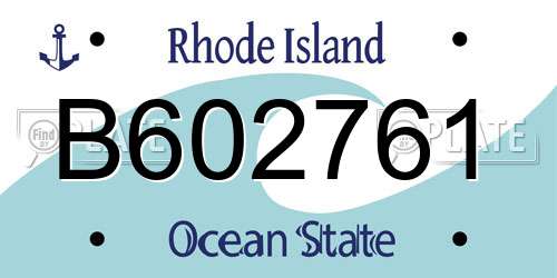B602761 Rhode Island License Plate