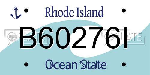 B60276I Rhode Island License Plate