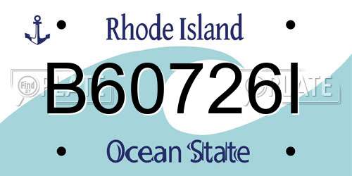 B60726I Rhode Island License Plate