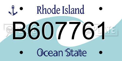 B607761 Rhode Island License Plate