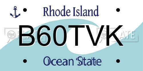 B60TVK Rhode Island License Plate